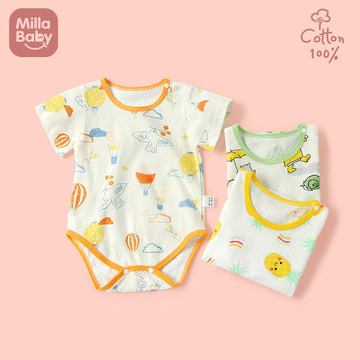 【捡漏价29.9/两件】夏季新款婴儿包屁衣薄款宝宝爬爬服短袖连体衣新生儿三角哈衣-QQ 商品图1