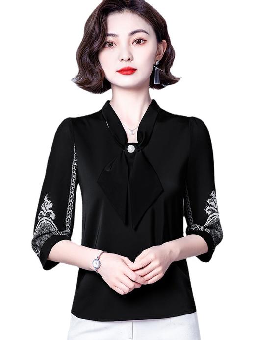 MZSMZ6032 七分袖雪纺衫女春装洋气中袖女士衬衫高级感中年妈妈宽松上衣夏季 商品图4