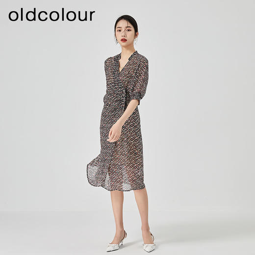 oldcolour2023夏季新款法式薄款气质高腰显瘦碎花连衣裙N22101239 商品图2