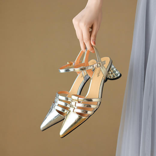 夏季新款，粗跟水钻包头凉鞋LD-6330 商品图0