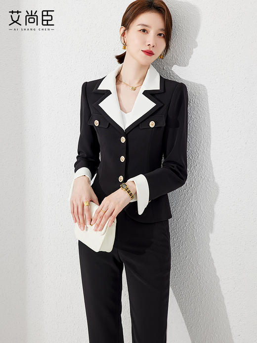 黑色西装套装女春秋小个子教资面试职业装正装通勤西服外套工作服 商品图2