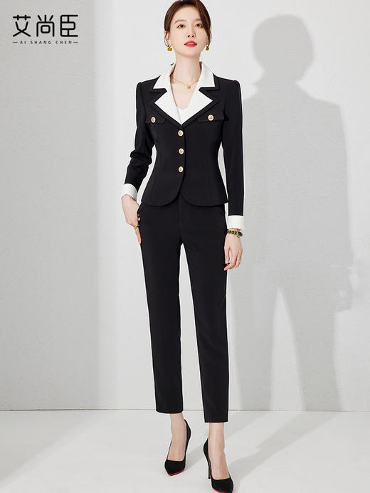 黑色西装套装女春秋小个子教资面试职业装正装通勤西服外套工作服 商品图0