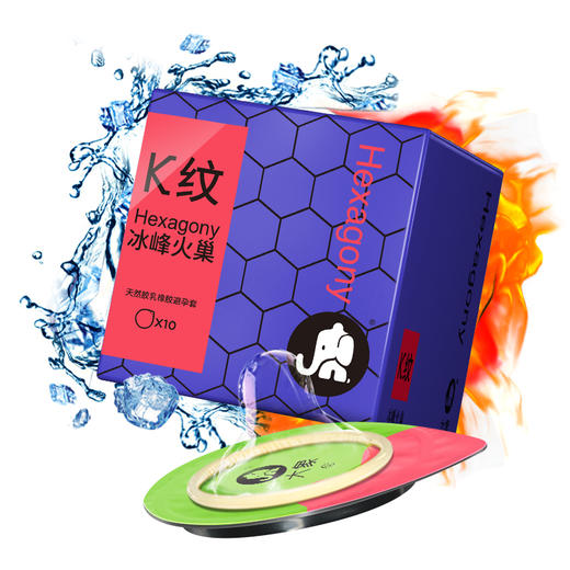 大象避孕套情趣系列K纹款纹理润滑冰火快感套情趣用品健康安心天然乳胶刺激贴合易戴润滑安全套 (3只) 商品图3