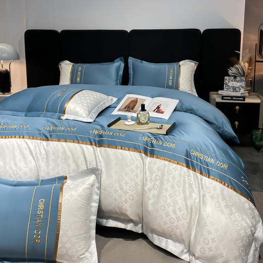 「四件套！八款可选」2023夏季新款水洗丝刺绣四件套 欧式床笠款被套床单床上用品居家布艺 商品图1