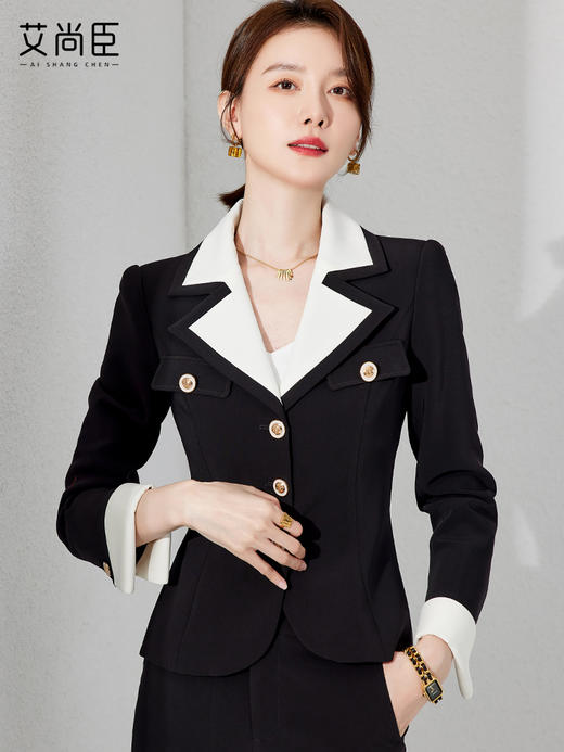 黑色西装套装女春秋小个子教资面试职业装正装通勤西服外套工作服 商品图3
