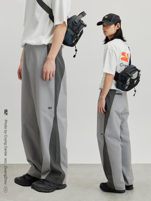 CryingCenter 中性灰利落拼接低腰抽绳风衣速干工装裤 哭喊中心 商品图3