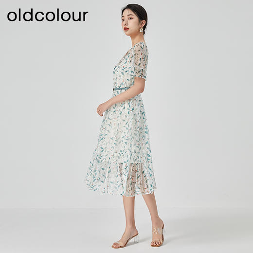 oldcolour2023夏季新款清新淡雅收腰显瘦碎花连衣裙女GN21101727 商品图3