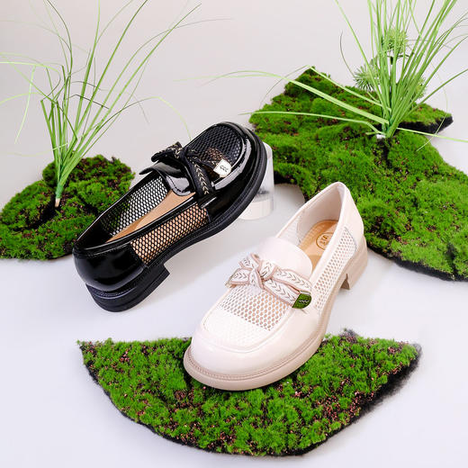 Safiya/索菲娅2023春季新品麦穗蝴蝶结网面休闲软底英伦JK小皮鞋 SF31112427 商品图14