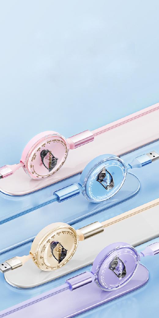 【团购展示】钟表系列一拖三随意拉伸缩数据线 商品图0