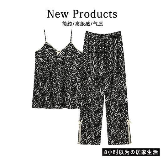 「两件套！四款可选」纯欲性感吊带睡衣女夏天薄款短裤套装 少女小碎花冰丝凉感型家居服上衣裤子 商品图2