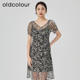 oldcolour2023夏季新款气质蕾丝吊带碎花连衣裙两件套GN21101726