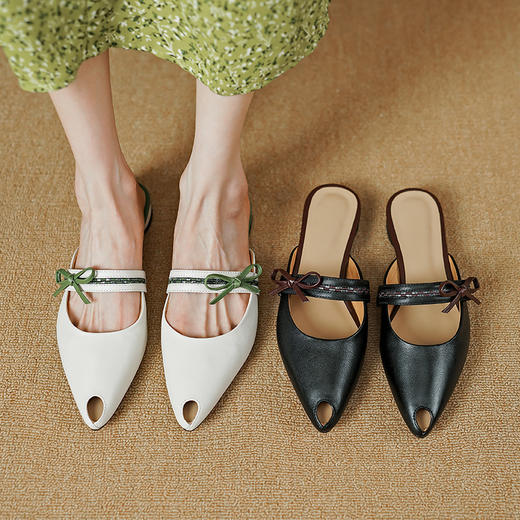 夏季新款，里外全头层皮舒适平底包头拖鞋PS1328 商品图4