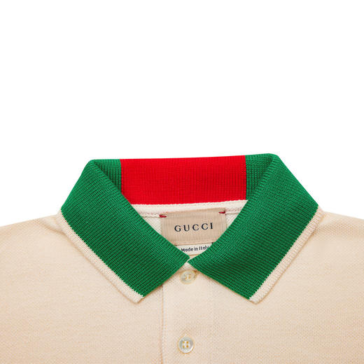 GUCCI 古驰 童装复古条纹翻领logo棉质POLO衫 722401XJEZF 商品图3