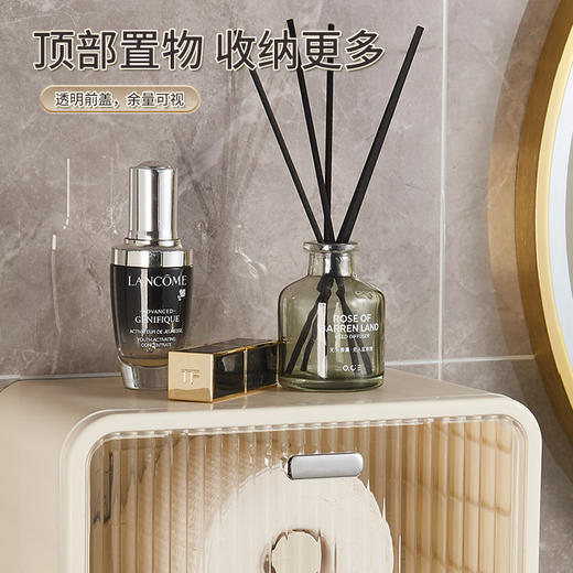 奶油风洗脸巾收纳盒免打孔壁挂洗脸巾置物架浴室透明纸巾盒 商品图8