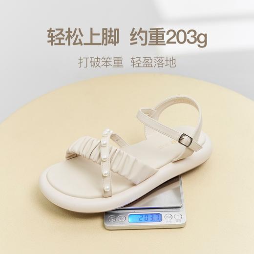 ZHR法式珍珠凉鞋女2023夏季新款仙女气质交叉一字带凉鞋软底轻便 商品图8