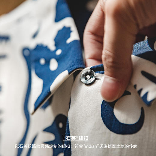 马登工装 美式复古印第安图腾花衬衫古巴领涂鸦短袖沙滩衬衣男夏 商品图2