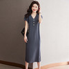夏季新款，短袖针织连衣裙女宽松V领气质减龄遮肚休闲长裙子CC-16-6701 商品缩略图8