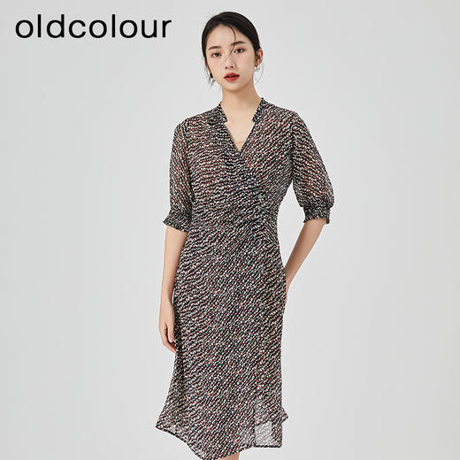 oldcolour2023夏季新款法式薄款气质高腰显瘦碎花连衣裙N22101239 商品图0