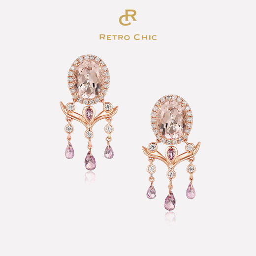 Sugar Morganite方糖摩根石系列 | 克瑞斯麦穗摩根石玫瑰金耳环 商品图0