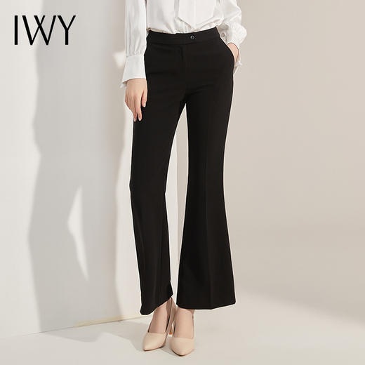 IWY/夏季新款白色衬衫黑色微喇裤套装气质女神范上衣套裤正装B13141-白色 商品图4