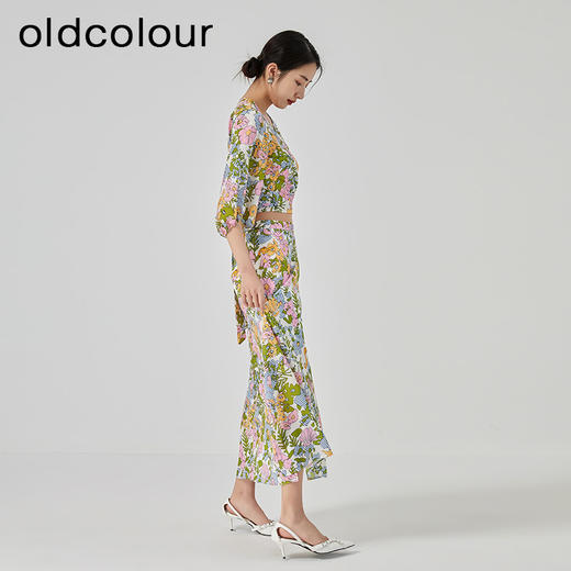 oldcolour2023夏季新款度假风气质碎花开叉半身裙套装GN21141791 商品图2