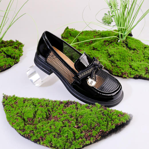 Safiya/索菲娅2023春季新品麦穗蝴蝶结网面休闲软底英伦JK小皮鞋 SF31112427 商品图12