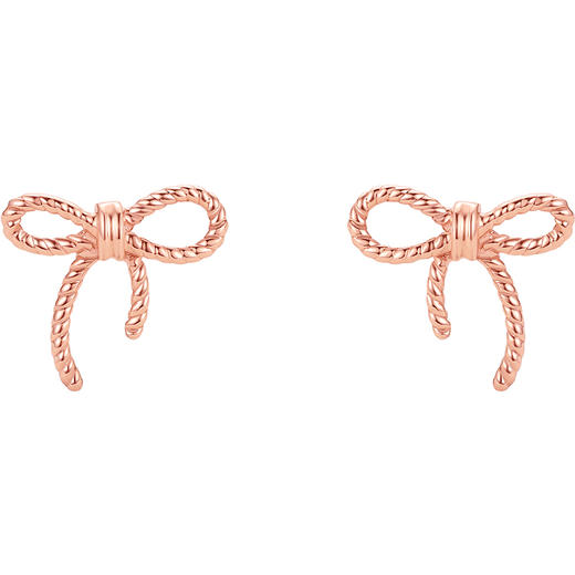 周六福珠宝18K金耳钉女精美多彩蝴蝶结耳饰耳环半夏时光系列 商品图5