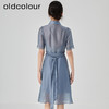 oldcolour2023夏季新款蓝色薄款高腰显瘦衬衫连衣裙女GN21101776 商品缩略图4