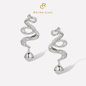 【凤凰传奇玲花同款】Retro Chic 意大利复古创意饰品  银色海浪耳环