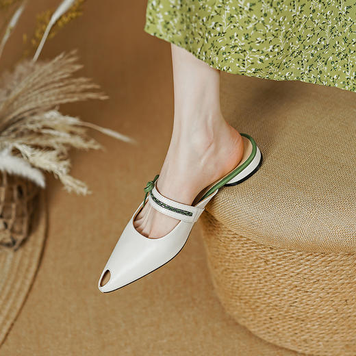 夏季新款，里外全头层皮舒适平底包头拖鞋PS1328 商品图3