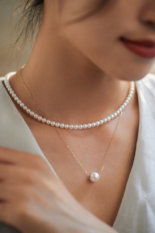 【孤品仅1条】Manreya玛芮雅洛丽塔baby18k金极光珍珠素链4-4.5mm 商品图2