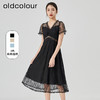 oldcolour2023夏季新款气质V领蕾丝拼接中长款连衣裙女GN21101732 商品缩略图0