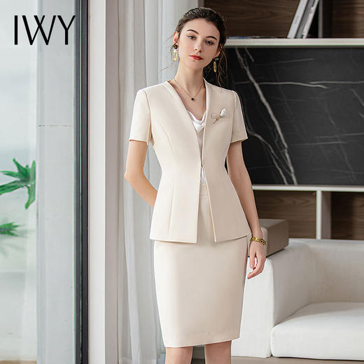 IWY/短袖职业西装套裙女夏季薄款气质上班时尚休闲高端名媛工作服CS1807 商品图2