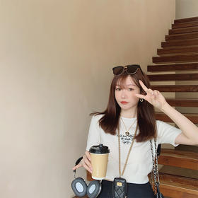 金蘑菇菇【intp的周末 字母针织套组】短款刺绣小心机针织短袖