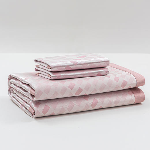 【小方格凉席】冰丝席冰丝凉席提花小方格凉席三件套可水洗折叠 商品图7