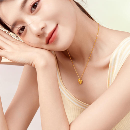 周六福新款爱心黄金项链女5G无极金系列计价足金项链送女友礼物 商品图2