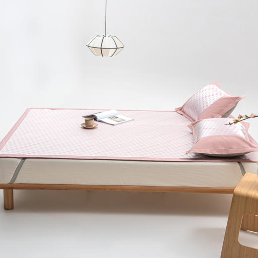 【小方格凉席】冰丝席冰丝凉席提花小方格凉席三件套可水洗折叠 商品图6