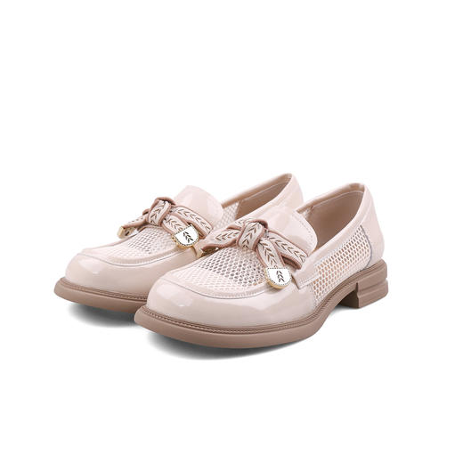 Safiya/索菲娅2023春季新品麦穗蝴蝶结网面休闲软底英伦JK小皮鞋 SF31112427 商品图7