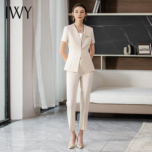 IWY/短袖职业西装套装女夏季薄款气质上班时尚休闲高端名媛工作服CP1807 商品图2