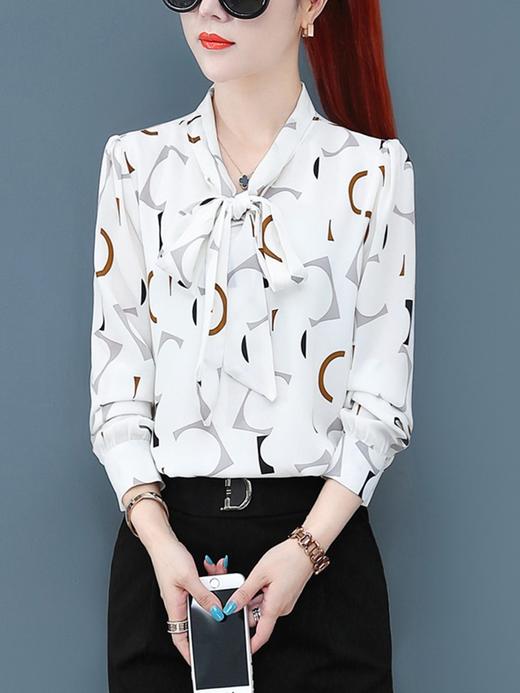 SMZ6031 雪纺衬衫女士2023新款春季小衫气质洋气春装上衣时尚打底长袖衬衣 商品图0