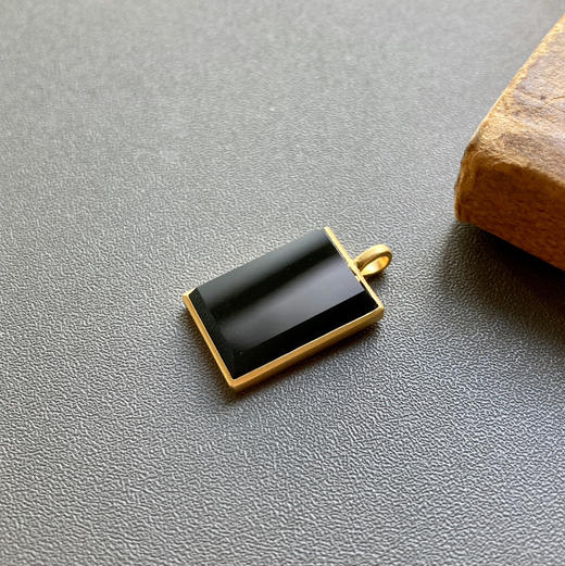 高冰种墨翠平安无事牌兔年生肖18k黄金镶嵌 商品图2