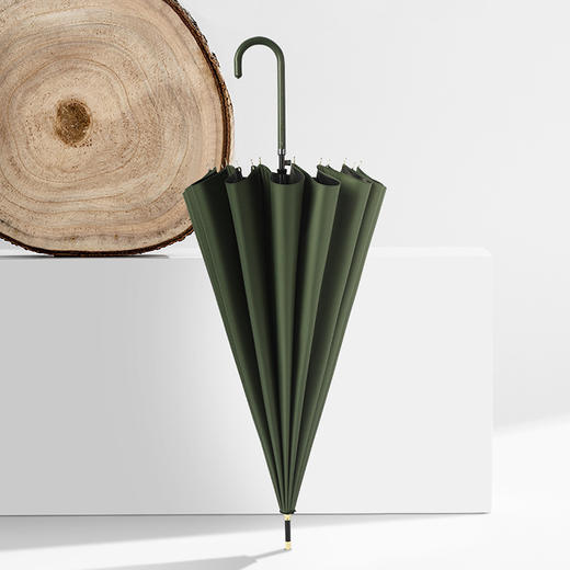 「16骨加固！七款可选」简约晴雨两用直杆雨伞 小清新皮柄16骨黑胶伞女士遮阳伞居家日用 商品图3