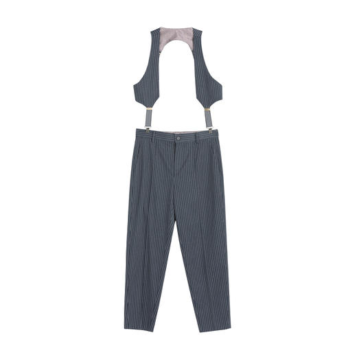 谜底休闲背带裤2023春新款复古条纹特色背带萝卜九分裤231MK0106 商品图4