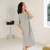 冰丝罗纹V领连衣裙开叉套头日韩连衣裙宽松大码女装短袖夏季 商品缩略图6