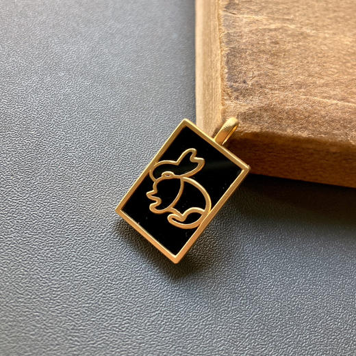 高冰种墨翠平安无事牌兔年生肖18k黄金镶嵌 商品图1