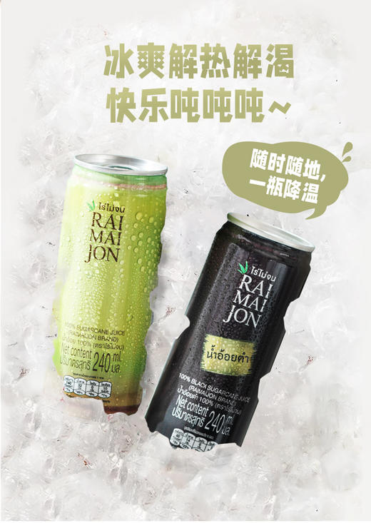 Raimaijon 泰国原装进口NFC甘蔗汁经典款+黑皮甘蔗汁轻盈款240ml 商品图3