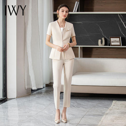 IWY/短袖职业西装套装女夏季薄款气质上班时尚休闲高端名媛工作服CP1807 商品图3