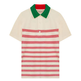 GUCCI 古驰 童装复古条纹翻领logo棉质POLO衫 722401XJEZF