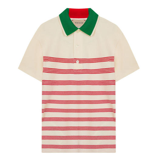 GUCCI 古驰 童装复古条纹翻领logo棉质POLO衫 722401XJEZF 商品图0