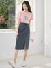 【专属特价】熙世界【莫奈深灰】设计感扭结高腰开叉包臀半身裙女夏休闲中长裙 商品缩略图4